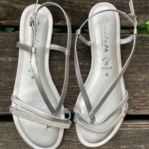 Contesa Italian Leather Sandals in Silver